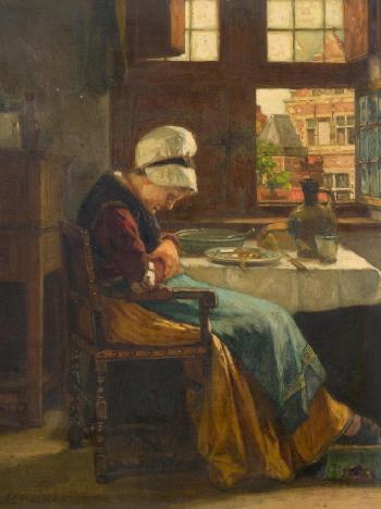 Alte Frau beim Nickerchen nach dem Essen by 
																	Albert Neuhuys