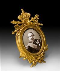 Portrait medallion of the Emperor Napoleon III in gala uniform by 
																	Pierre Michel Lafon de Camarsac