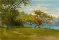 Landscape At Lake Thun by 
																	Auguste Bachelin