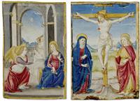 Miniatures from the Florentine Book of Hours, with the Annunciation and the Crucifixion by 
																	 Attavanti