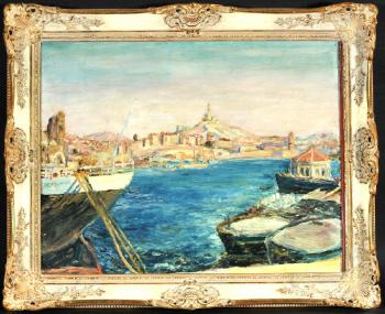 Hafen von Marseille mit Blick auf Notre Dame de la Garde by 
																	Hedwig Trumm-Witzel