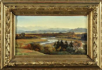 Blick über Voralpenlandschaft mit Flusslauf by 
																	Friedrich Salzer