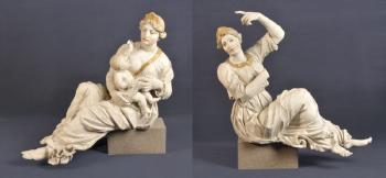 Allegorie von zwei Tugenden - Frauenfigur mit Kind und Frauenfigur by 
																	Hans Ludwig Ertinger