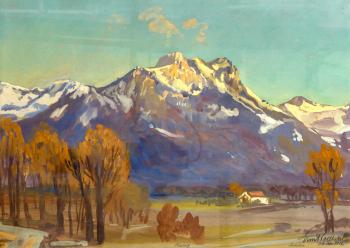 Landschaft in den Chiemgauer Alpen mit dem Heuberg im Hintergrund by 
																	Ernst Vollbehr