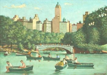 Boating in Central Park, NY by 
																			Theodore Psaropulous
