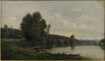 Paysage à l'étang by 
																	 Daubigny