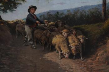 Shepherd & his flock by 
																			Eugenio Tano
