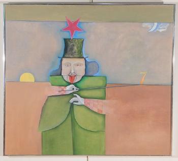 Green figure, red star and 7 by 
																			Mary Spain