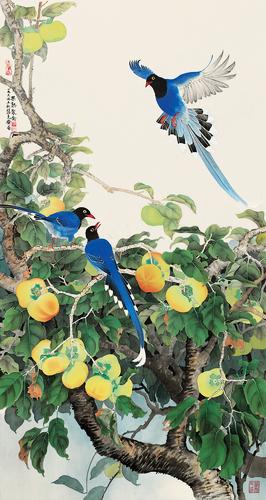 Birds and fruits by 
																	 Zhang Keqi