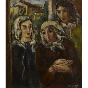 Three women in shawls; A portrait of a gypsy (Group of 2) by 
																			Boris Deutsch