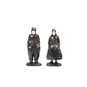 A pair of chryselephantine figures of Dutch peasants by 
																	Paul d'Aire