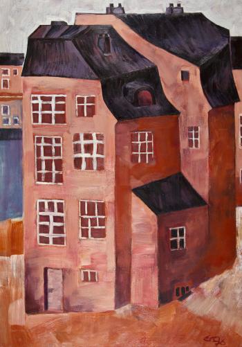 Häuser am Fluss by 
																	Erich Muller-Santis
