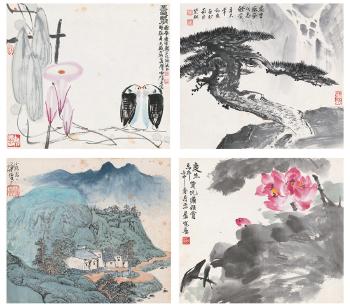 Landscape flowers and birds by 
																	 Ye Juwu