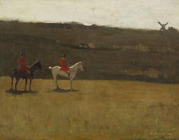 A Landscape with Horsemen by 
																	August Neven du Mont