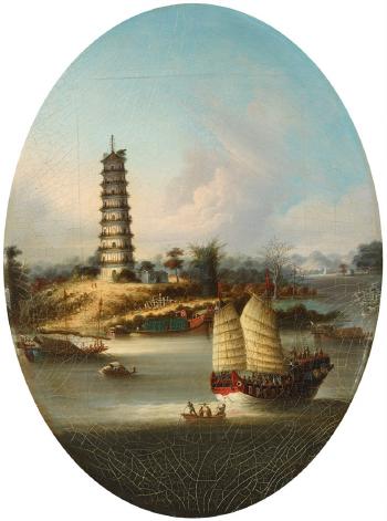 Four naval scenes on the Yuejiang-River near Canton by 
																			 Youqua