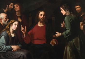 Christ in the house of Mary and Martha by 
																	Giovanni Bernardino Azzolini