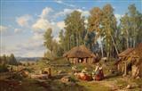 Landscape with Estonian Farmhouse in Midsummer by 
																	Eugene Gustav Ducker