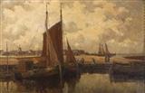 Sailboat in the Harbor by 
																	Hans Harlander