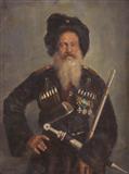 Portrait of old Man in Military Uniform by 
																	Nikolai Bakulin