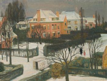 De voorstad (Kamerdelle onder de sneeuw) by 
																	Albert Dasnoy