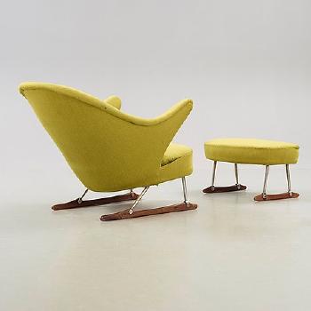 An Easy Chair with Ottoman by 
																			Borge Mogensen