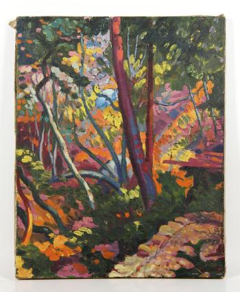 Colorful wooded scene by 
																			Euphemia Charlton Fortune