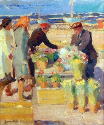 La Marchande de Fleurs en Bord de Mer by 
																	Gunnar Wallentin