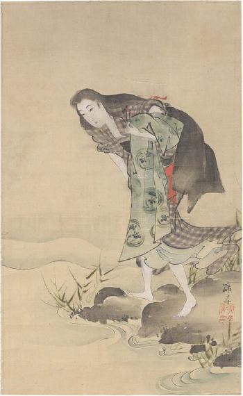 Una donna presso la riva di un fiume by 
																	Hokuba Teisai