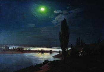 Full Moon Over a Little Russian Landscape by 
																			Viktor Ivanovich Zarubin
