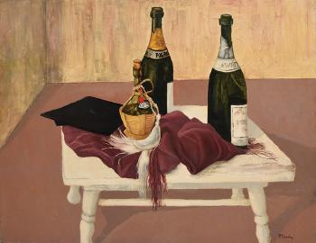 Moet, Still life (Painting of Bull on the back) by 
																			Joseph William Dawley