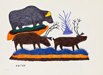 Untitled (Caribou and Muskox) by 
																	Helen Kalvak