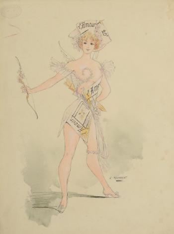 L'amour, young scantily clad beauty with the bow of legend by 
																			Etienne Rousselet