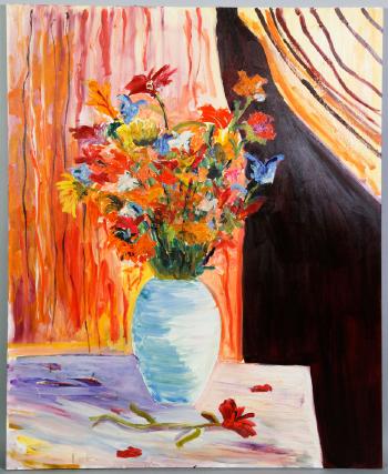 Flowers in a vase by 
																			Joseph Kaknes