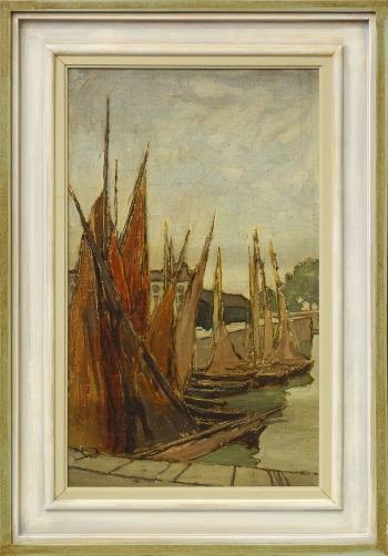 Boats moored in harbour by 
																	Georgina Moutray Kyle
