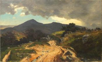 Mountain landscape with storm clouds and mist by 
																	Serafin de Avendano