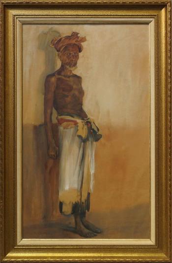 Study of a North African man standing full-length by 
																	William Spencer Bagdatopoulos
