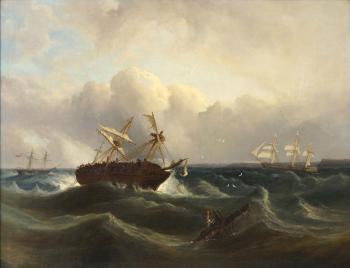 Ship in a storm by 
																	William Garthwaite