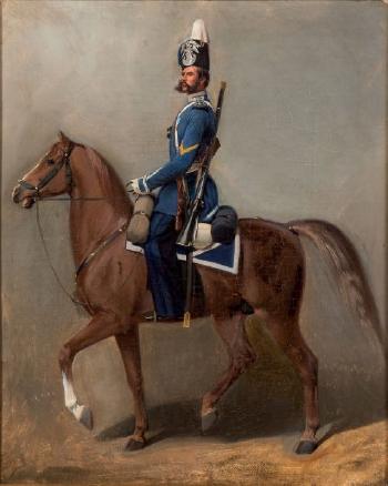Portrait équestre de Cosaque du régiment Atamanski by 
																			Adolf Jebens