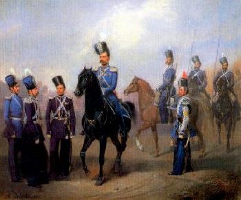 Portrait équestre de Cosaque du régiment Atamanski by 
																			Adolf Jebens