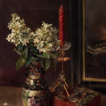 Still Life with Asian Vase & White Lilac by 
																			 Rupplin