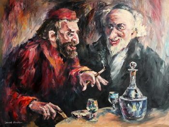 Two men in conversation by 
																			Leonid Afremov