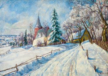 Village in winter by 
																	Walter Alfred Rosam