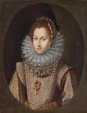 Alleged portrait of Margaret of Austria (1584–1611), Queen of Spain by 
																	Alonso Sanchez Coello