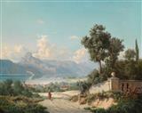 View of Gmunden with Schloss Ort in the background by 
																	Hugo Ullik