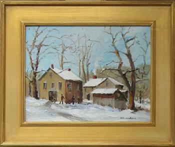 Snow Scene in Lambertville, NJ by 
																	Robert Waltsak