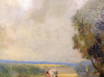 The River Ouse at Holywell, Huntingdon, with a couple punting by 
																			John Lochhead