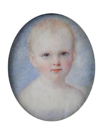 Portrait miniature of a boy by 
																	William Egley