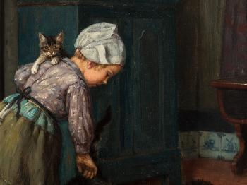 Girl with Cats by 
																			Carl Emil Mucke