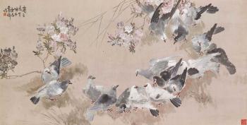 Doves and Flowers by 
																	 Zhang Shuqi