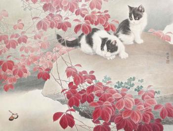 Two Cats under Maple Tree by 
																	 Xing Cheng'ai